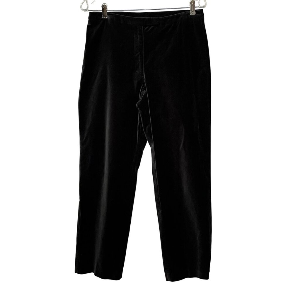Liz Claiborne Petite 10P Solid Black Velvet Pants Comfort Stretch Dressy